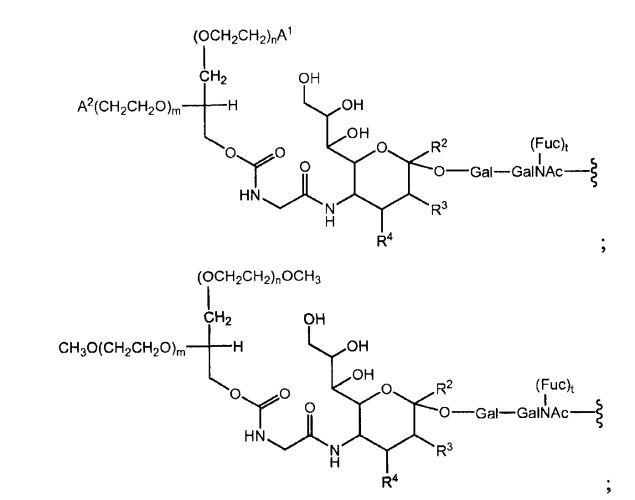 Глицерин-связанные пэгилированные сахара и гликопептиды (патент 2460543)