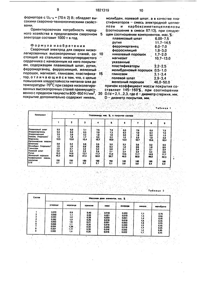 Сварочный электрод (патент 1821319)