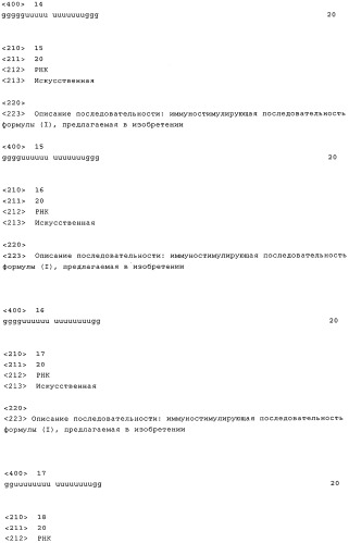 Нуклеиновая кислота формулы (i): glxmgn или (ii): glxmgn, предназначенная для применения прежде всего в качестве иммуностимулятора/адъюванта (патент 2487938)