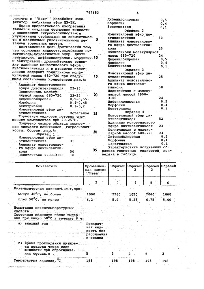 Тормозная жидкость (патент 767183)