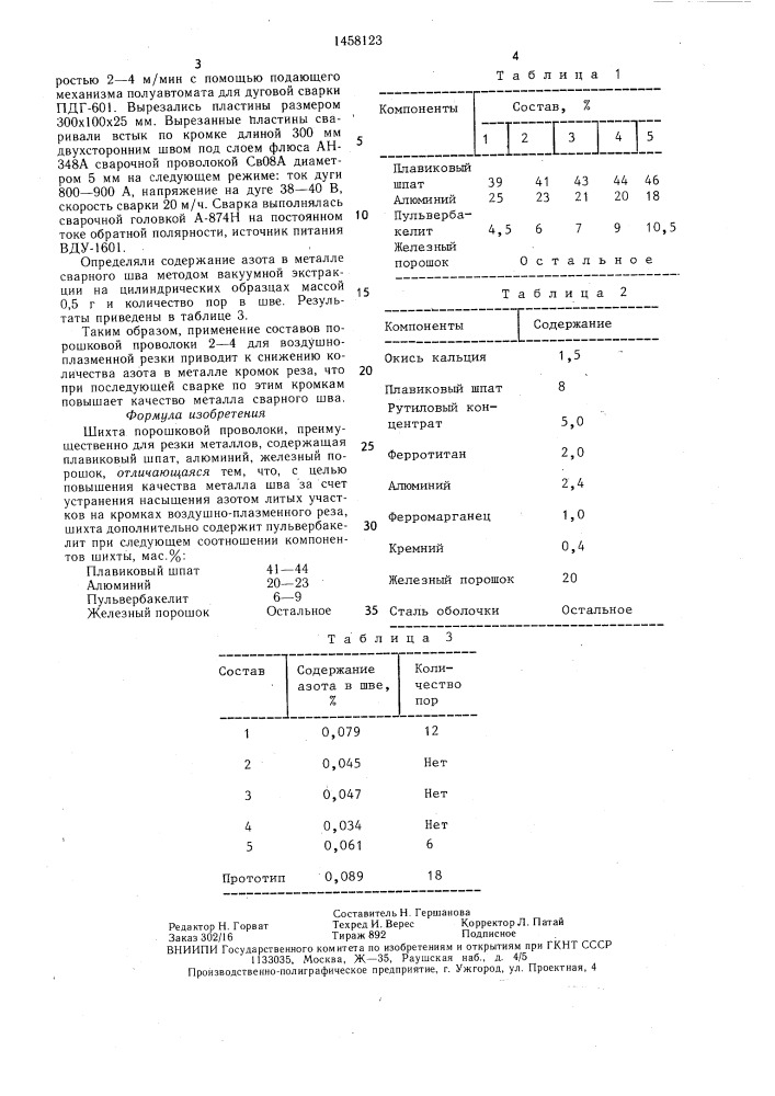 Шихта порошковой проволоки (патент 1458123)