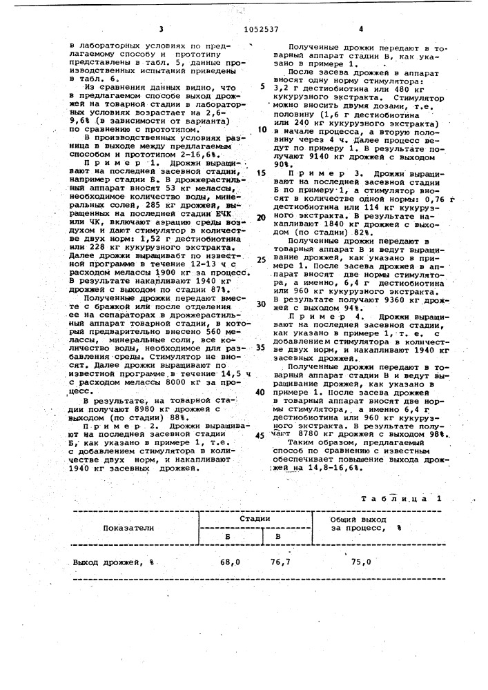 Способ получения биомассы хлебопекарных дрожжей (патент 1052537)