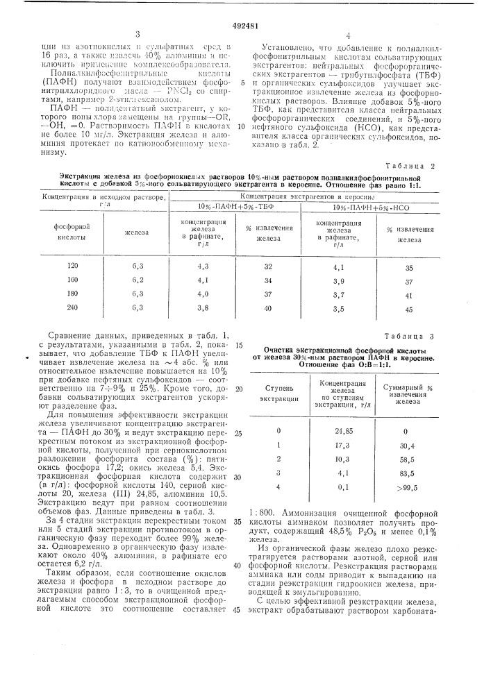 Способ очистки экстракционной фосфорной кислоты от примесей металлов (патент 492481)