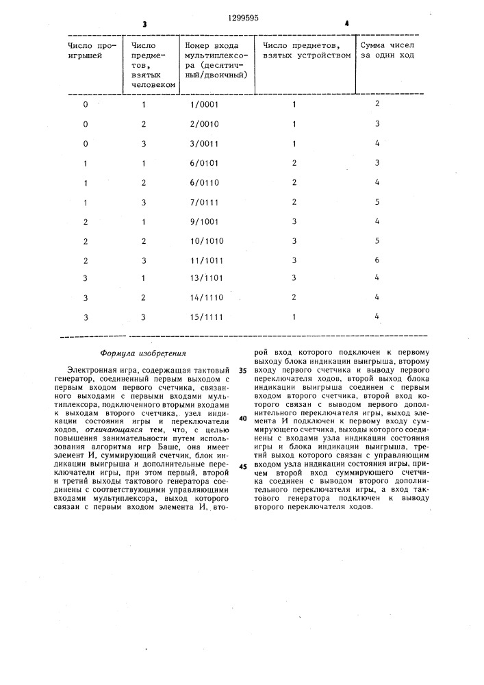 Электронная игра (патент 1299595)