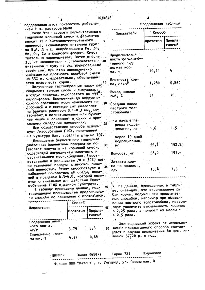 Способ получения искусственного корма для молоди рыб (патент 1034678)