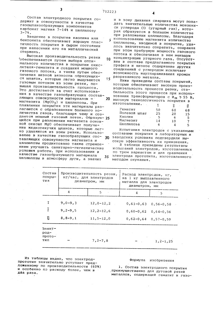 Состав электродного покрытия (патент 712223)