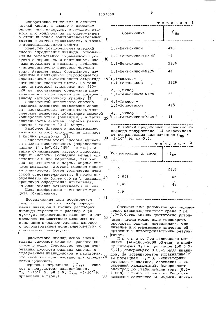 Способ определения цианидов (патент 1057838)