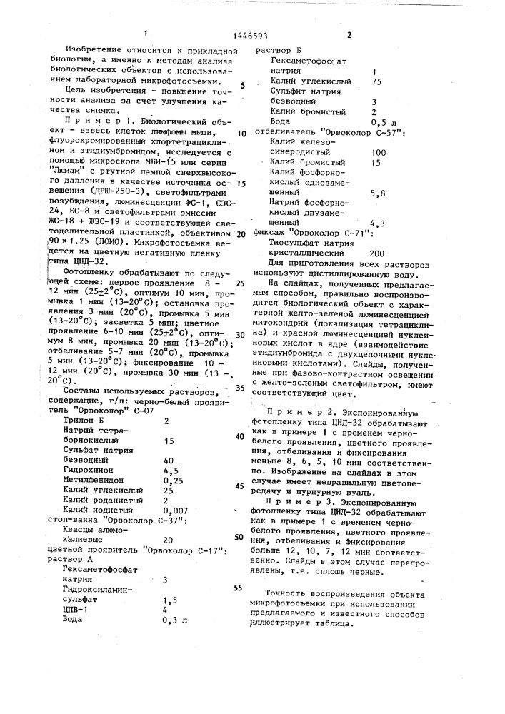 Способ анализа биологических объектов (патент 1446593)