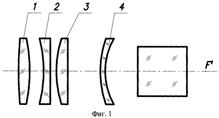 Четырехлинзовый объектив (патент 2412455)