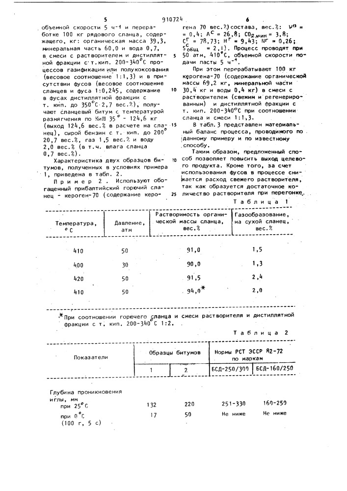 Способ получения сланцевого битума (патент 910724)