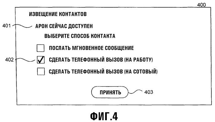 Способ и система для обеспечения извещения, когда пользователь становится доступным для связи (патент 2402173)