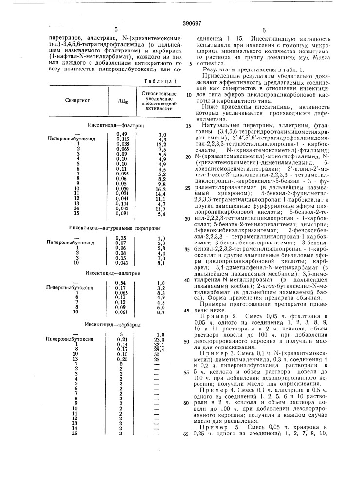 Синергист инсектицидов (патент 390697)