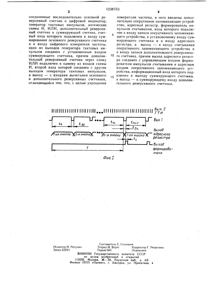 Цифровой измеритель частоты случайной последовательности импульсов (патент 1238753)