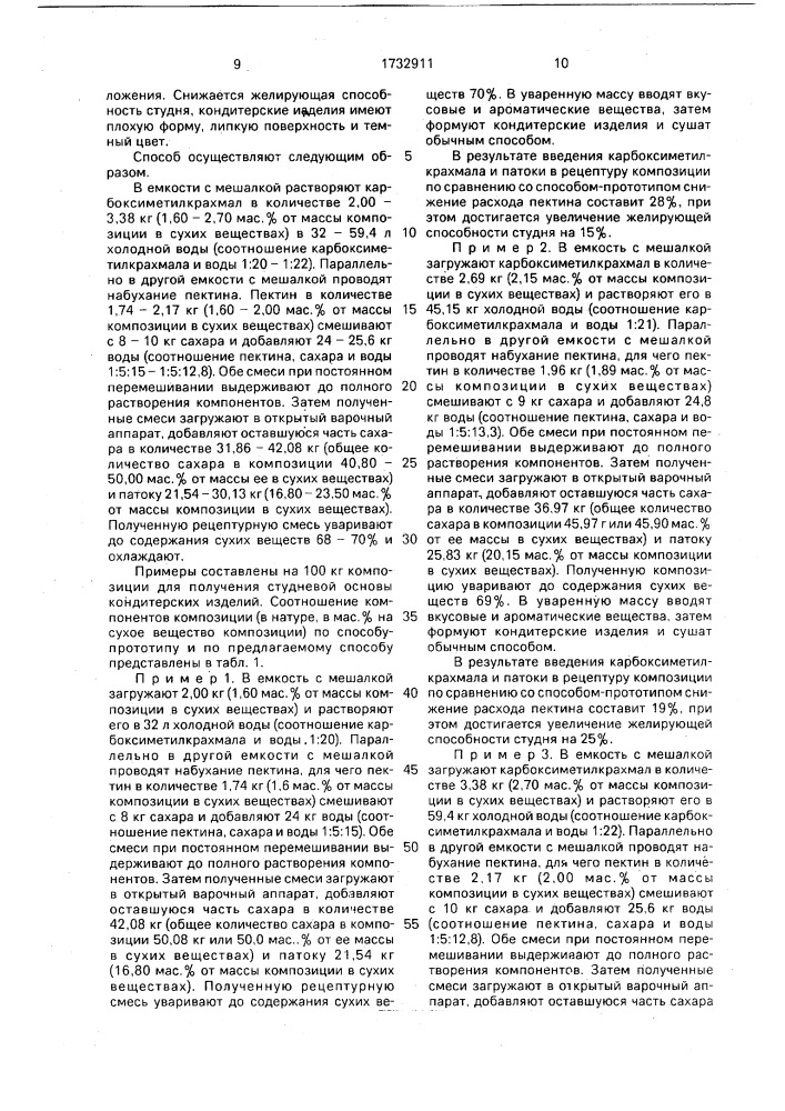 Способ получения студневой основы для кондитерских изделий (патент 1732911)