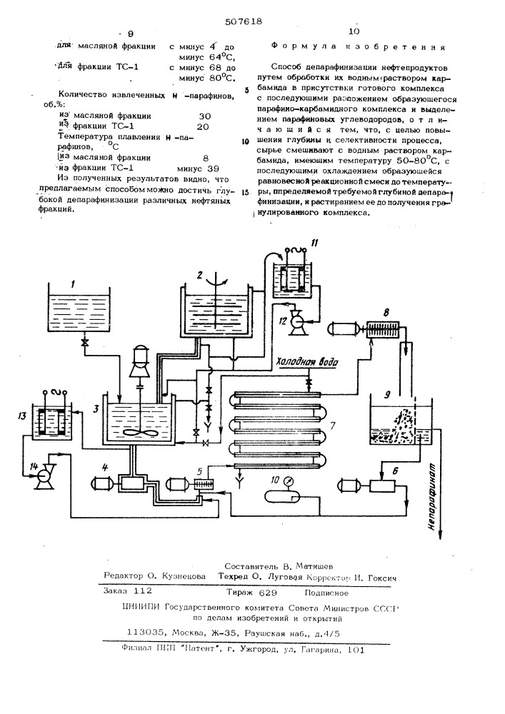 Схема депарафинизации масел