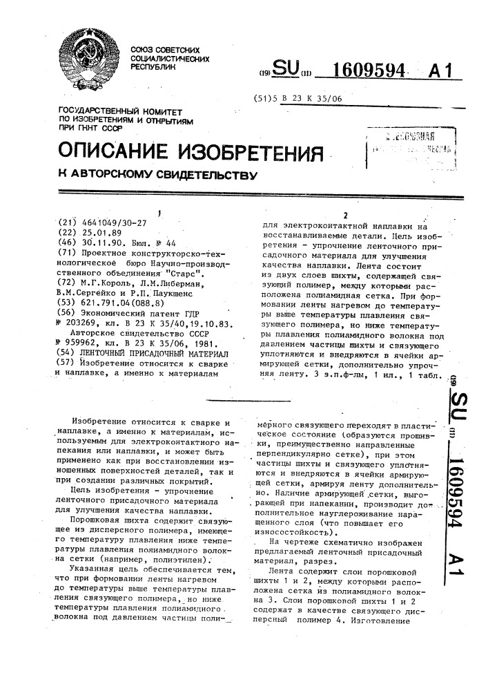 Ленточный присадочный материал (патент 1609594)