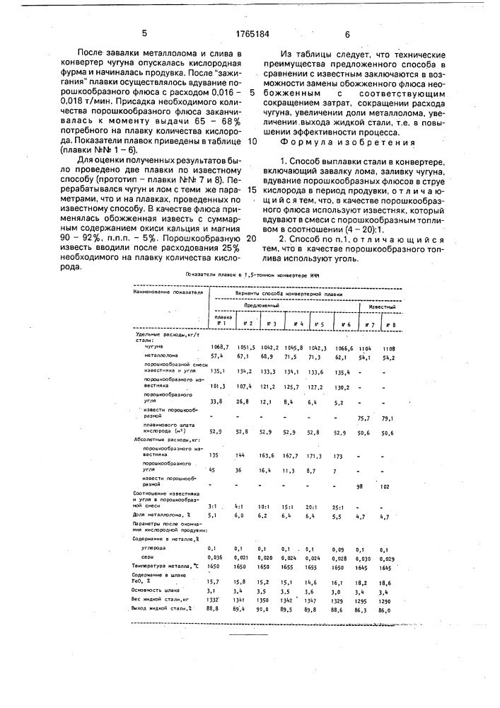 Способ выплавки стали в конвертере (патент 1765184)