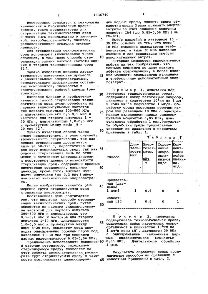 Способ стерилизации технологических сред (патент 1036740)