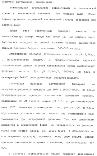 Способ очистки липопептида (варианты), антибиотическая композиция на основе очищенного липопептида (варианты) (патент 2311460)