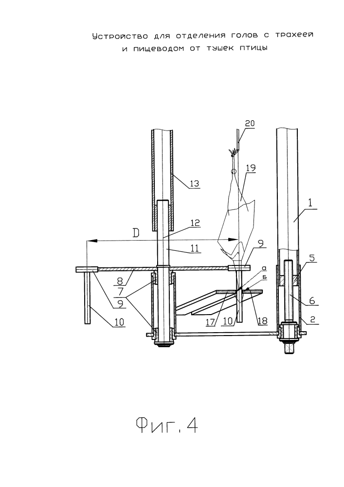 Устройство для отделения голов с трахеей и пищеводом от тушек птицы (патент 2611832)