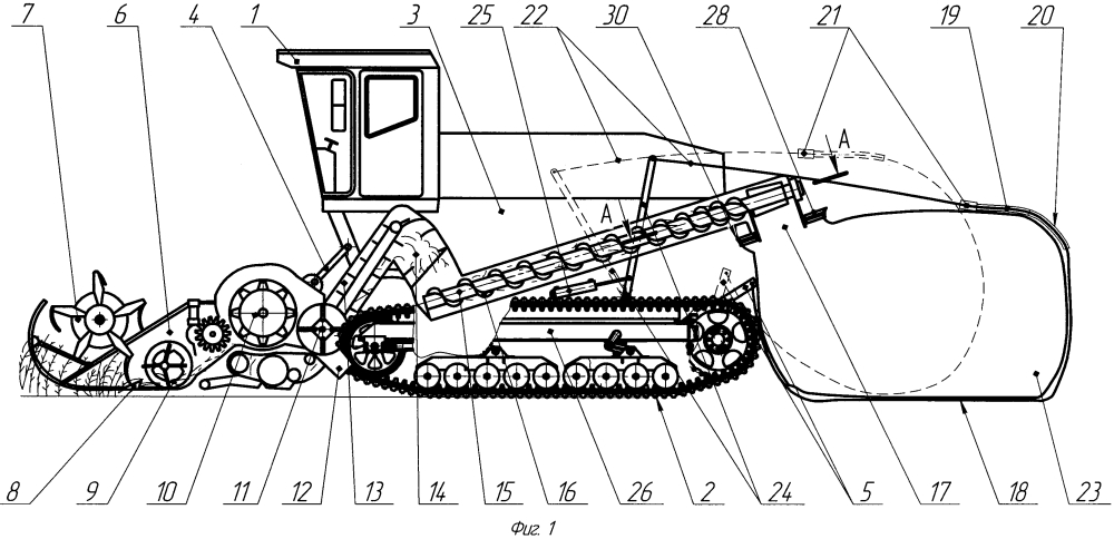 Машина полевая гусеничная для заготовки и сбора зернового вороха (патент 2601819)