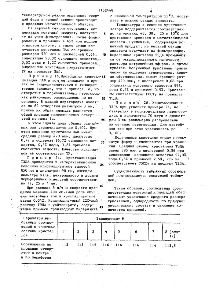 Колонный кристаллизатор (патент 1162448)