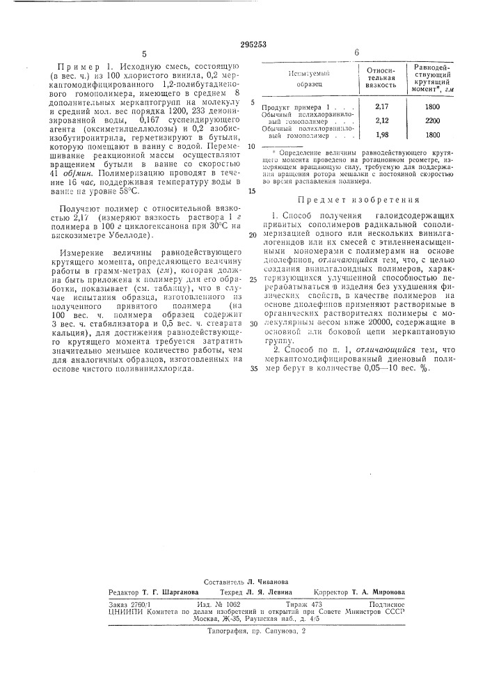 Патент ссср  295253 (патент 295253)