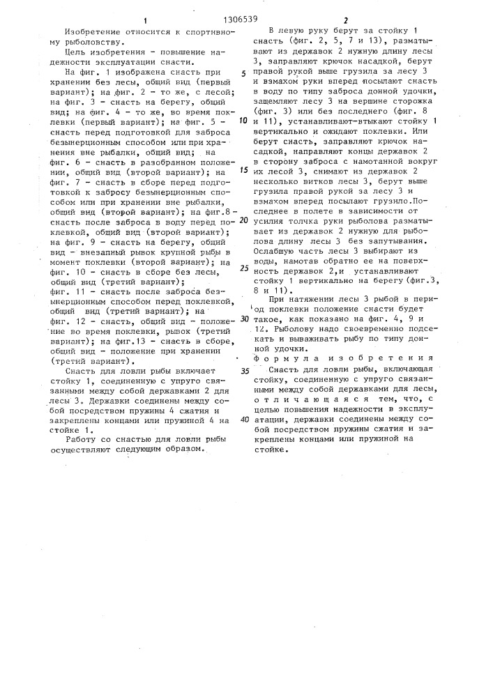 Снасть для ловли рыбы (патент 1306539)