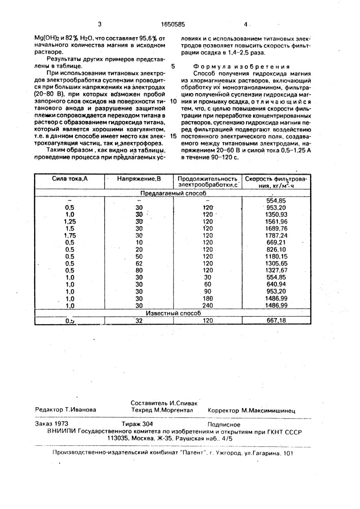 Способ получения гидроксида магния (патент 1650585)