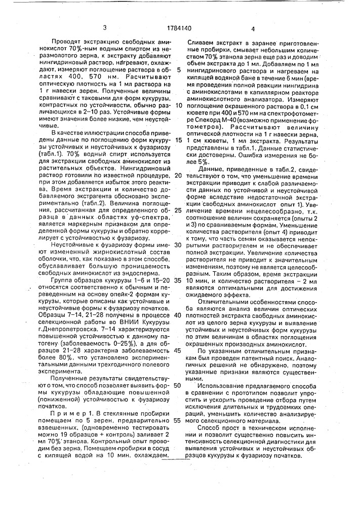 Способ определения устойчивости зерна кукурузы к фузариозу (патент 1784140)