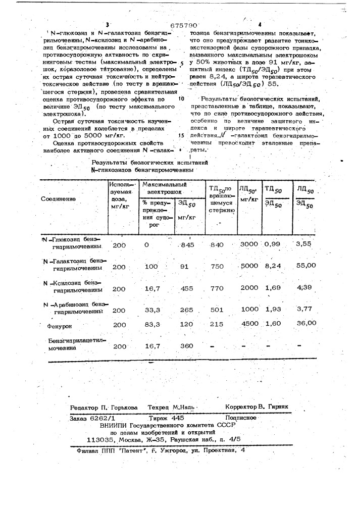 N-гликозиды бензгидрилмочевины, проявляющие противосудорожную активность (патент 675790)