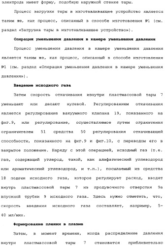 Пластмассовая тара, покрытая алмазоподобной углеродной пленкой, устройство для изготовления такой тары и способ изготовления такой тары (патент 2336365)