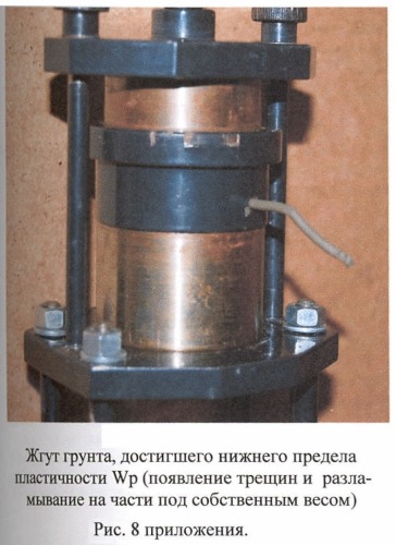 Способ определения нижнего предела пластичности (wp) глинистых грунтов методом прессования и устройство для его осуществления (патент 2453840)
