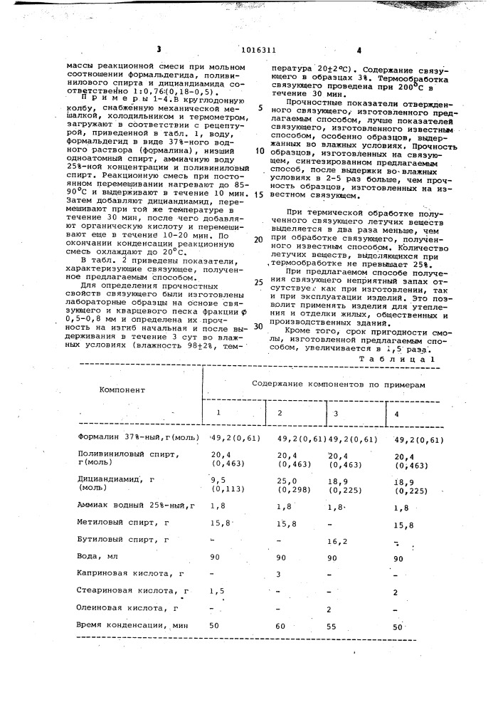 Способ получения водорастворимого синтетического связующего (патент 1016311)