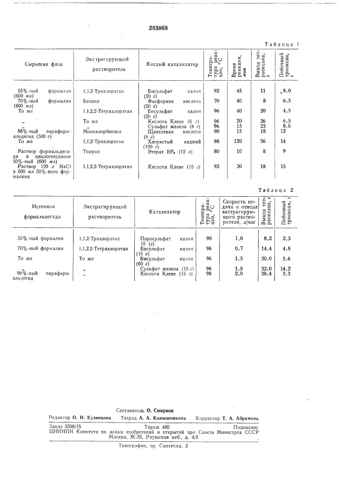 Способ получения тетраоксана (патент 283068)