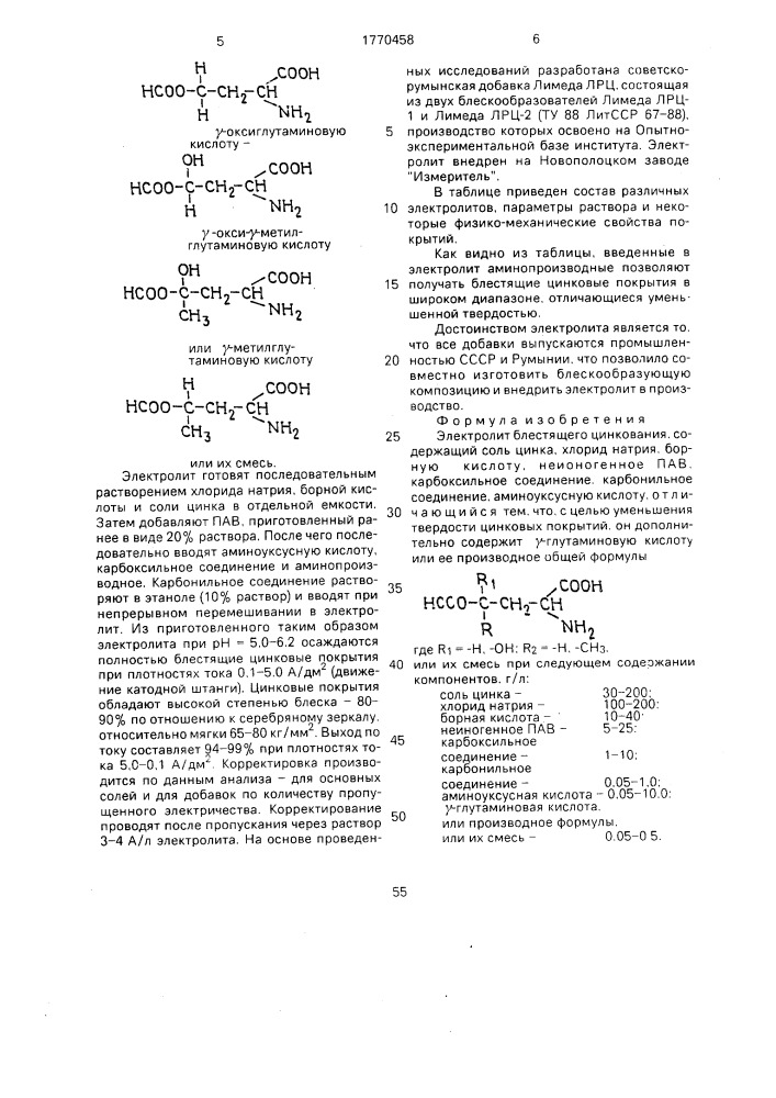 Электролит блестящего цинкования (патент 1770458)