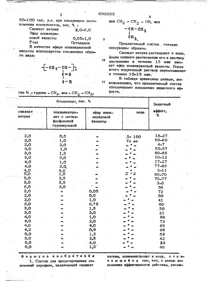 Состав для предотвращения отложений парафина (патент 690055)