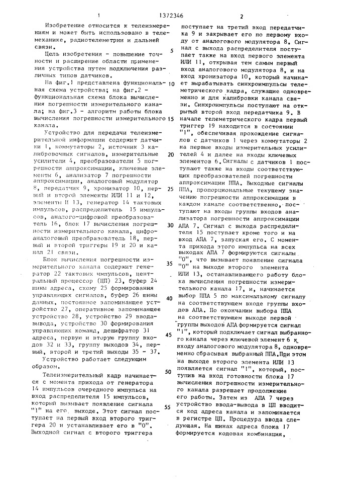 Устройство для передачи телеизмерительной информации (патент 1372346)