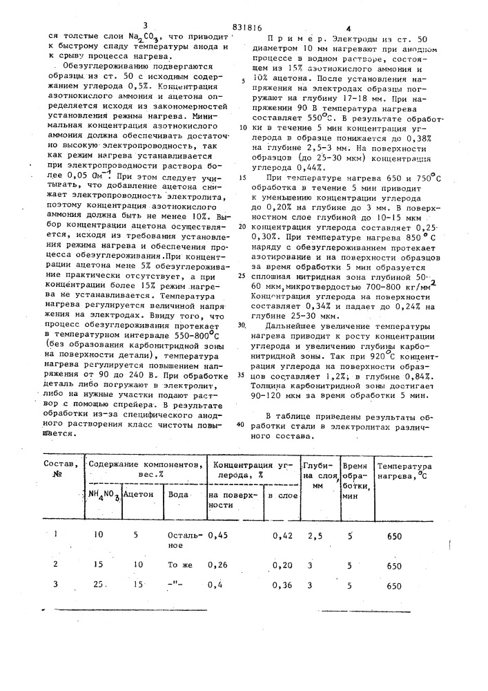 Электролит для обезуглероживаниястали (патент 831816)