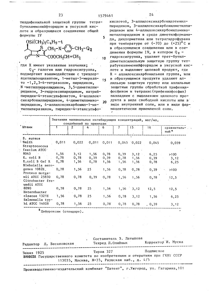 Способ получения производных пенема или их фармацевтически приемлемых солей (патент 1579461)