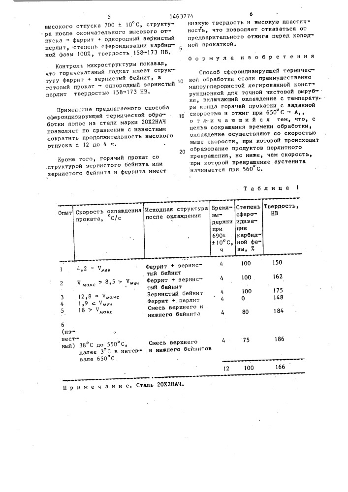 Способ сфероидизирующей термической обработки стали (патент 1463774)