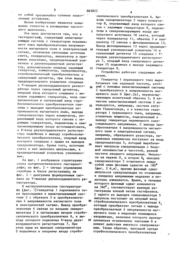 Магнитооптический гистериограф (патент 883822)