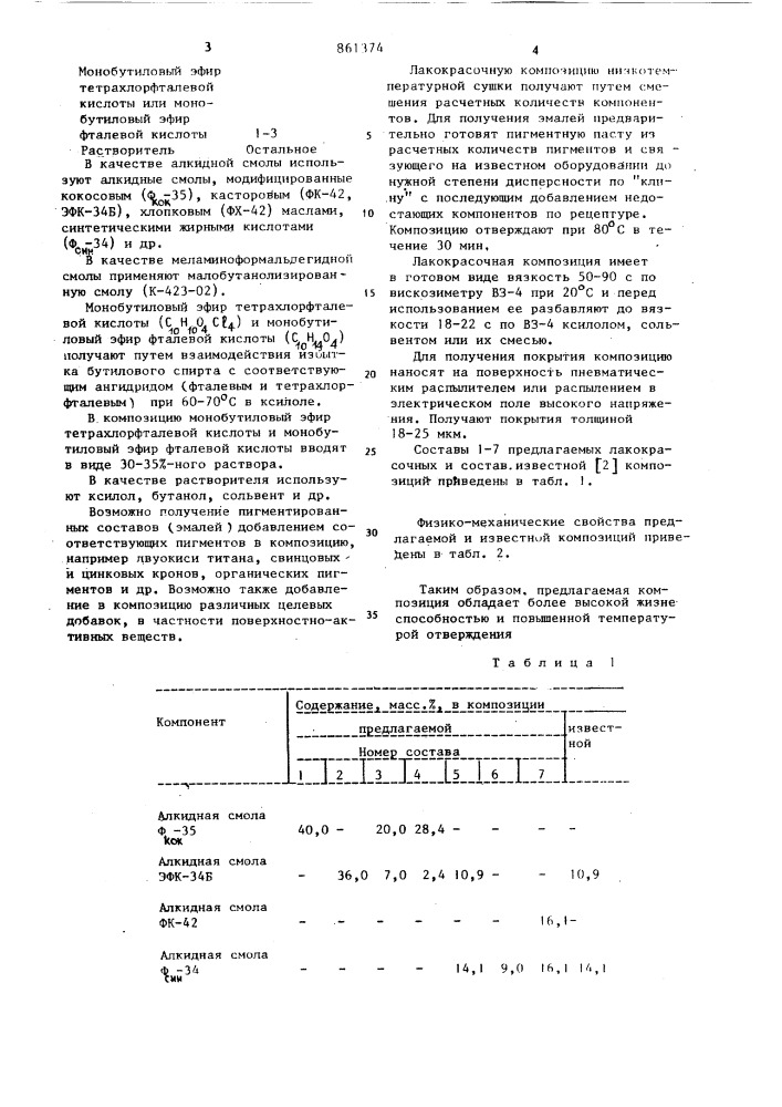 Лакокрасочная композиция (патент 861374)