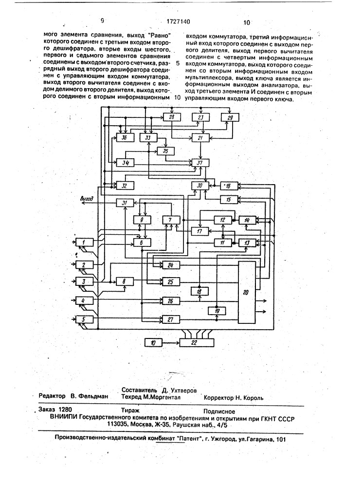 Статический анализатор (патент 1727140)