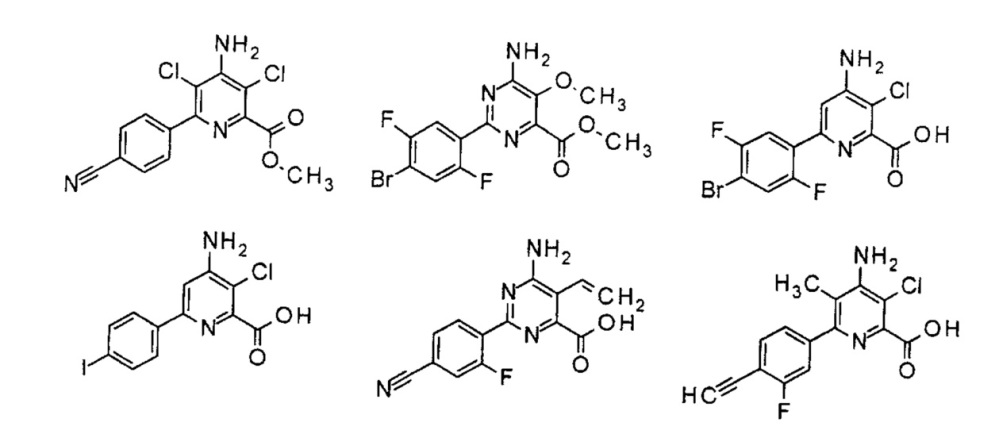 4-амино-6-(4-замещенные-фенил)-пиколинаты и 6-амино-2-(4-замещенные-фенил)-пиримидин-4-карбоксилаты и их применение в качестве гербицидов (патент 2652132)