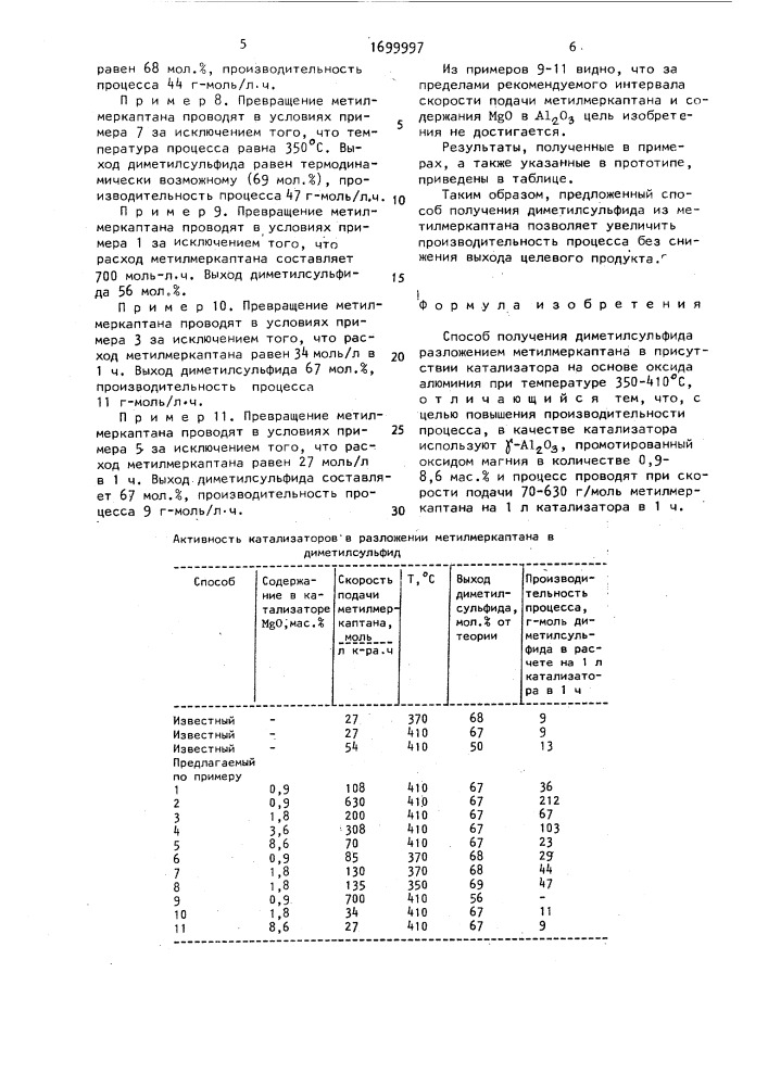 Способ получения диметилсульфида (патент 1699997)