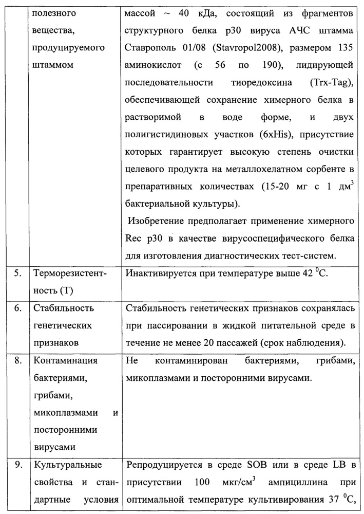 Штамм бактерий escherichia coli krx pet32b/asfv/p30-продуцент химерного рекомбинантного белка p30 вируса африканской чумы свиней (патент 2647573)