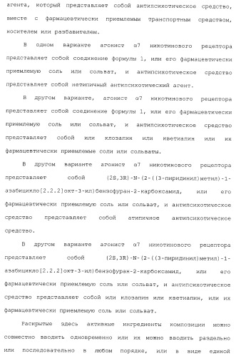 Комбинация агонистов альфа 7 никотиновых рецепторов и антипсихотических средств (патент 2481123)