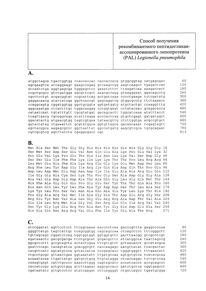 Способ получения рекомбинантного пептидогликан-ассоциированного липопротеина (pal) legionella pneumophila (патент 2634385)