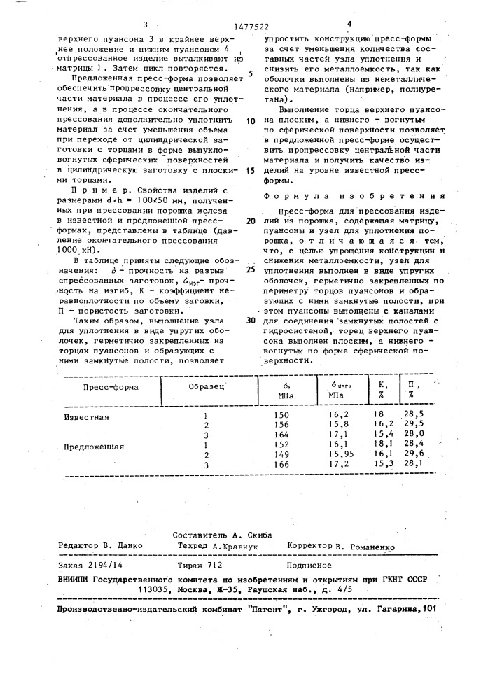 Пресс-форма для прессования изделий из порошка (патент 1477522)